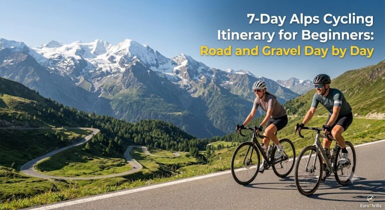 7-day Alps cycling itinerary for beginners, road and gravel day by day